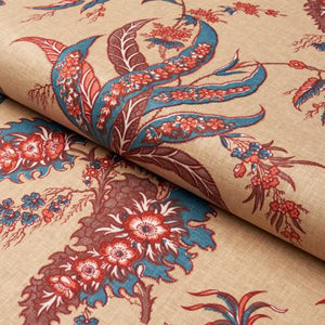 Schumacher Apolline Botanical Fabric 181730 / Rouge & Bleu