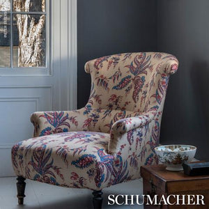 Schumacher Apolline Botanical Fabric 181730 / Rouge & Bleu