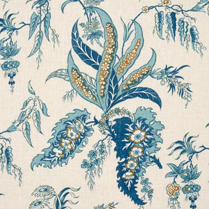 Schumacher Apolline Botanical Fabric 181731 /  Ciel & Marine