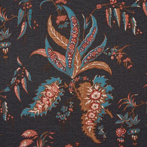 Schumacher Apolline Botanical Fabric 181732 / Rouge & Noir