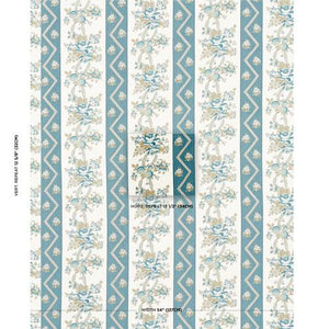 Schumacher Sylvain Floral Stripe Fabric 181741 / Teal