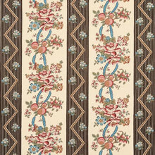 Load image into Gallery viewer, Schumacher Sylvain Floral Stripe Fabric 181742 / Noir