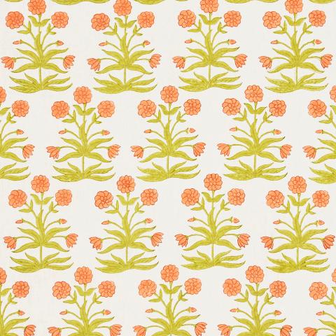 Schumacher Mughal Fabric 181783 / Peach Sap Green