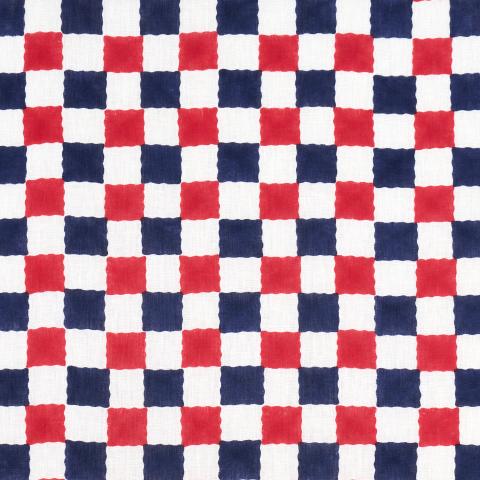 Schumacher Chequer Fabric 181792 / Red/Navy