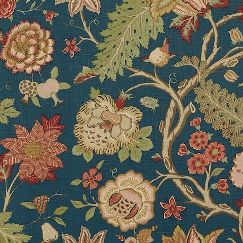 Schumacher Darsy Tree Of Life Fabric 181881 / Peacock
