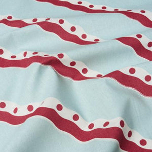 Schumacher Rousseau Stripe Fabric 181911 / Rouge & Sky