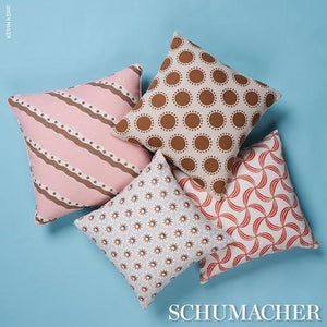 Schumacher Rousseau Stripe Fabric 181912 / Cocoa & Blush