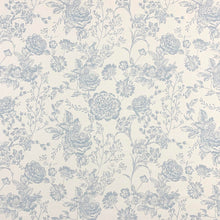 Load image into Gallery viewer, White Sky Blue Floral Cotton Upholstery Drapery Fabric