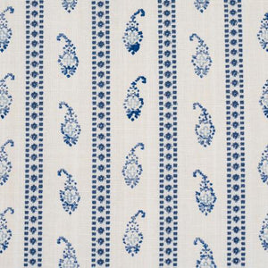 Schumacher Eddie Woven Hand Block Print Fabric 182020 / Blue