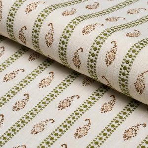 Schumacher Eddie Woven Hand Block Print Fabric 182021 / Green