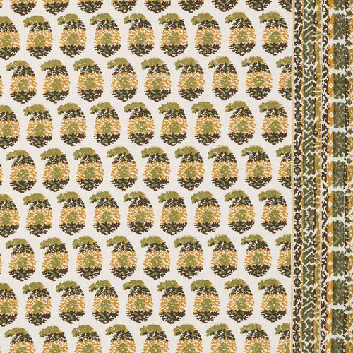 Schumacher Terry Fabric 182062 / Ochre & Green