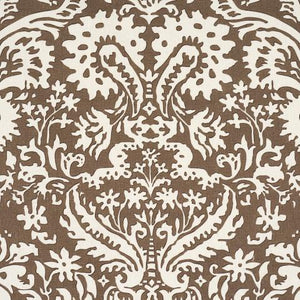 Schumacher Suffolk Damask Fabric 182120 / Brown