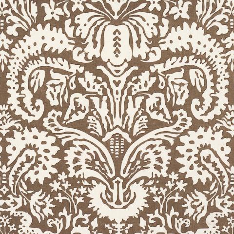 Schumacher Suffolk Damask Fabric 182120 / Brown