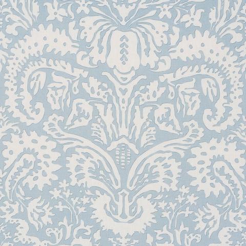 Schumacher Suffolk Damask Fabric 182121 / Blue