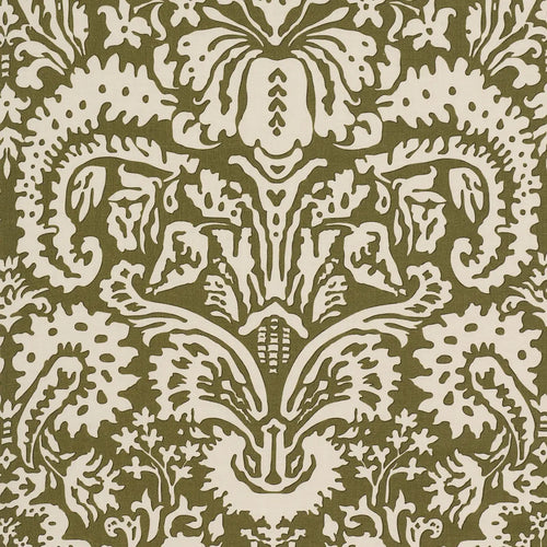 Schumacher Suffolk Damask Fabric 182122 / Olive
