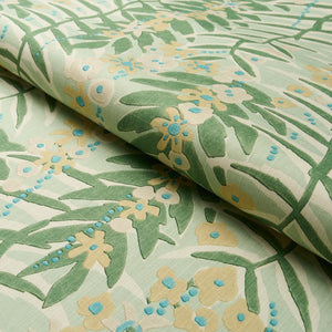 Schumacher Ashbee Botanical Fabric 182152 / Aqua