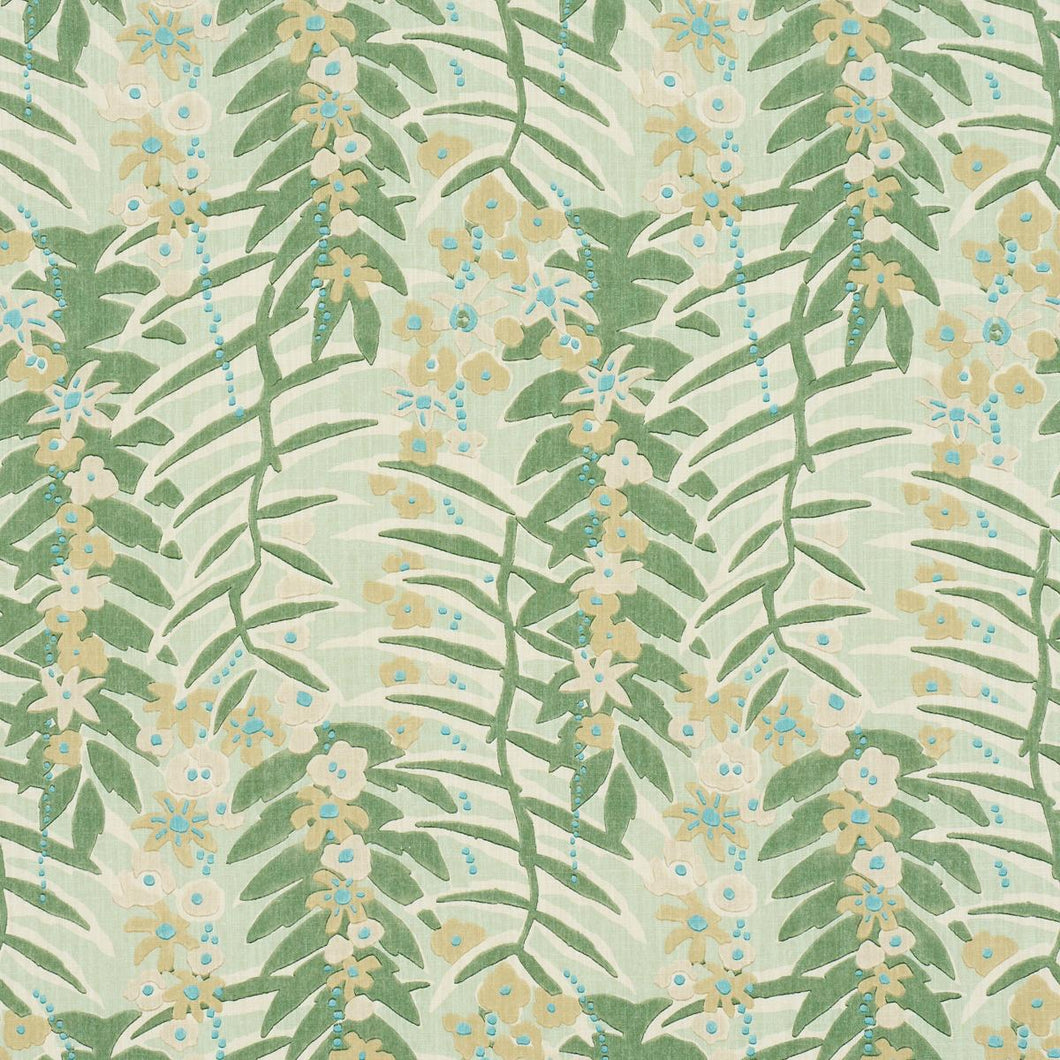 Schumacher Ashbee Botanical Fabric 182152 / Aqua