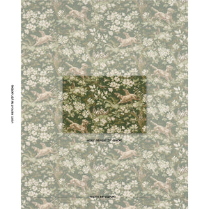 Schumacher Hound Meadow Fabric 182261 / Forest