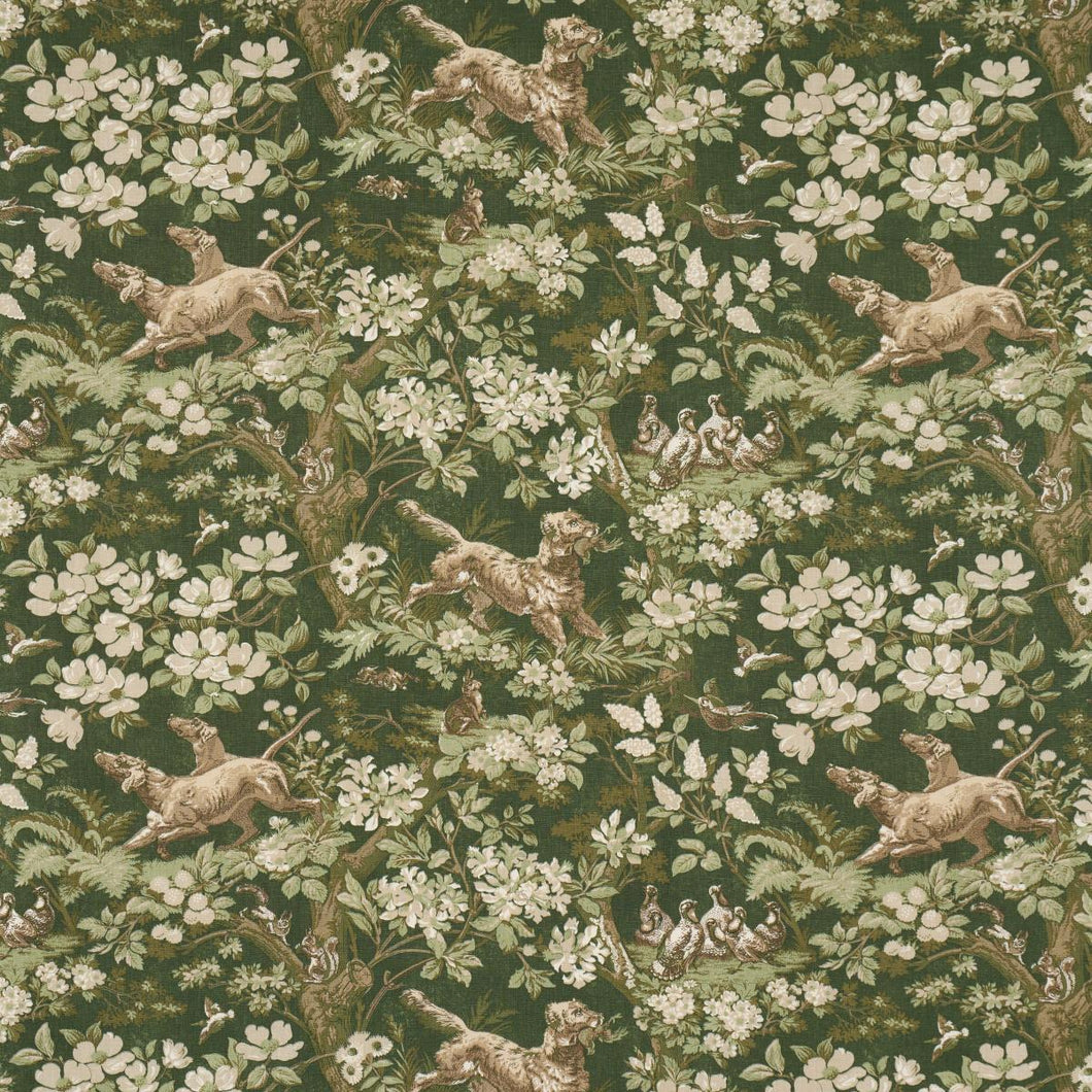 Schumacher Hound Meadow Fabric 182261 / Forest