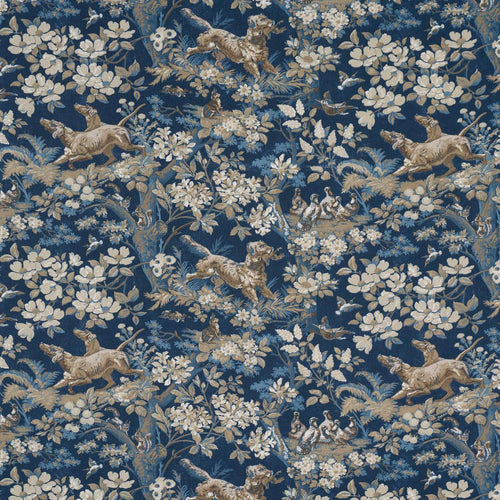 Schumacher Hound Meadow Fabric 182262 / Indigo