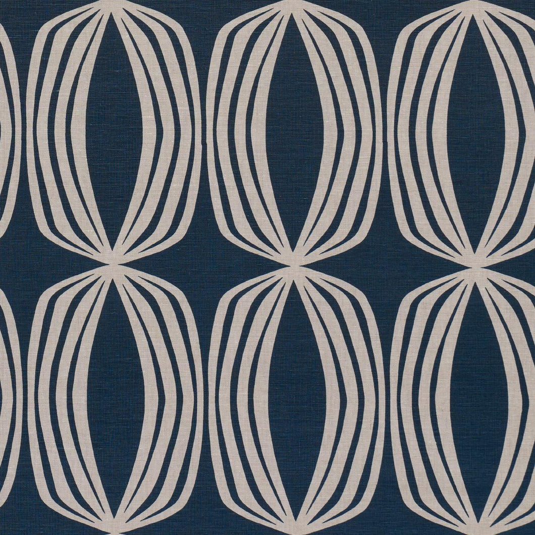 Schumacher Fontana Hand Print Fabric 182322 / Indigo