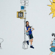 Load image into Gallery viewer, Schumacher Joana Avillez's Street Scenes Fabric 182330 / Multicolor On Sky Blue