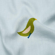 Load image into Gallery viewer, Schumacher Birds Hand Block Print Fabric 182381 / Green On Sky