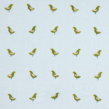 Load image into Gallery viewer, Schumacher Birds Hand Block Print Fabric 182381 / Green On Sky