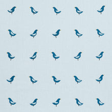 Load image into Gallery viewer, Schumacher Birds Hand Block Print Fabric 182382 / Navy On Sky