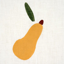 Load image into Gallery viewer, Schumacher Pears Hand Block Print Fabric 182390 / Green And Ochre On White