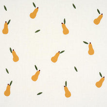 Load image into Gallery viewer, Schumacher Pears Hand Block Print Fabric 182390 / Green And Ochre On White