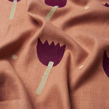 Load image into Gallery viewer, Schumacher Tulip Play Hand Block Print Fabric 182401 / Violet On Rust