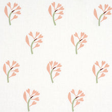 Load image into Gallery viewer, Schumacher Ginkgo Hand Block Print Fabric 182410 / Pink And Sage On White