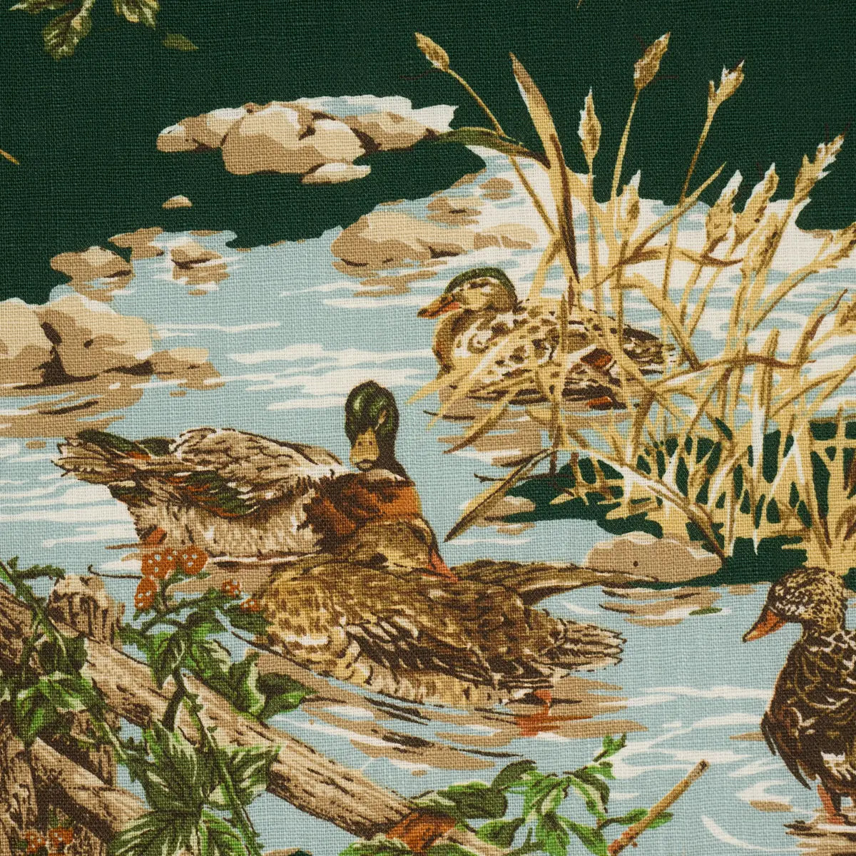 Schumacher Dog & Duck Fabric Verdant | Fabric Bistro | Columbia Schumacher Dog & Duck Fabric Verdant | Fabric Bistro | Columbia