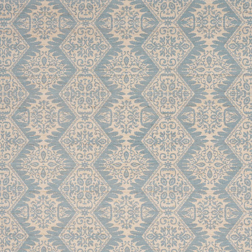 Schumacher Berkeley Hand Printed Silk Fabric 182701 / Cornflower