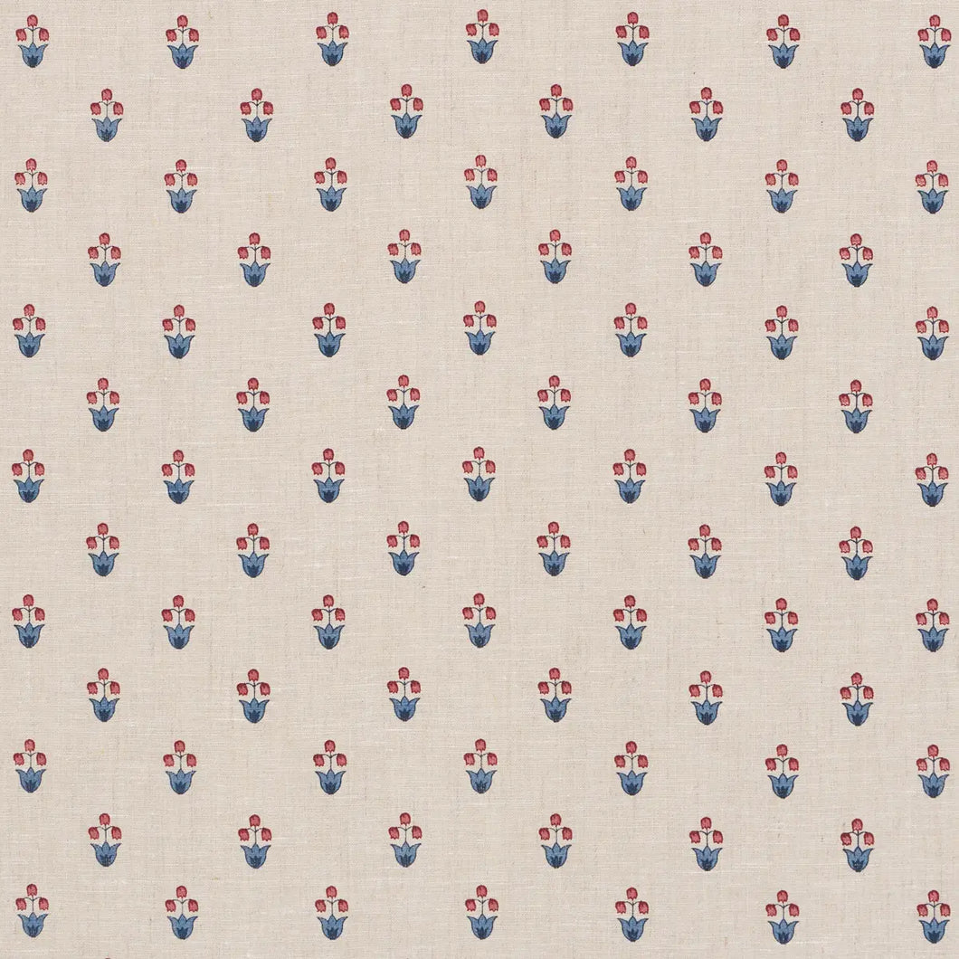 Schumacher Moira Hand Print  Fabric 182720 / Cerise & Ink