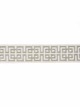 Load image into Gallery viewer, 2.5&quot; Wide Linen Viscose White Grey Greek Key Geometric Embroidered Drapery Tape Trim