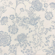 Load image into Gallery viewer, White Sky Blue Floral Cotton Upholstery Drapery Fabric