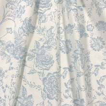 Load image into Gallery viewer, White Sky Blue Floral Cotton Upholstery Drapery Fabric