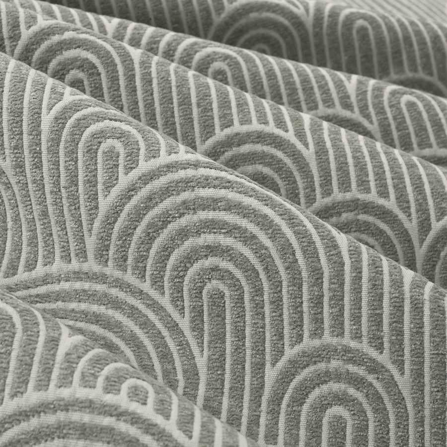 Grey White Art Deco Geometric Upholstery Fabric