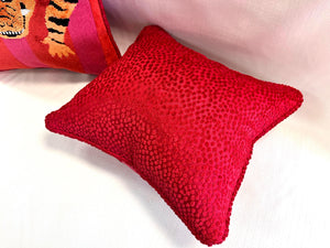 Schumacher Jokhang Velvet Pillows in Pink & Red - a Pair