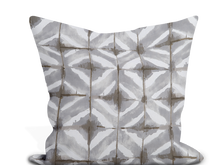 Load image into Gallery viewer, Custom Pillow Cover in Thibaut Abstract Geometric Water Blocks in Grey - One Side