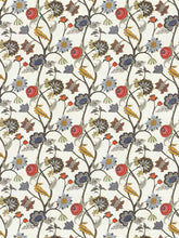 Load image into Gallery viewer, Cotton Linen Cream Brown Mustard Red Blue Floral Upholstery Drapery Fabric