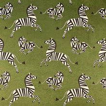 Load image into Gallery viewer, Lime Green Black White Zebra Animal Pattern Velvet Upholstery Drapery Fabric