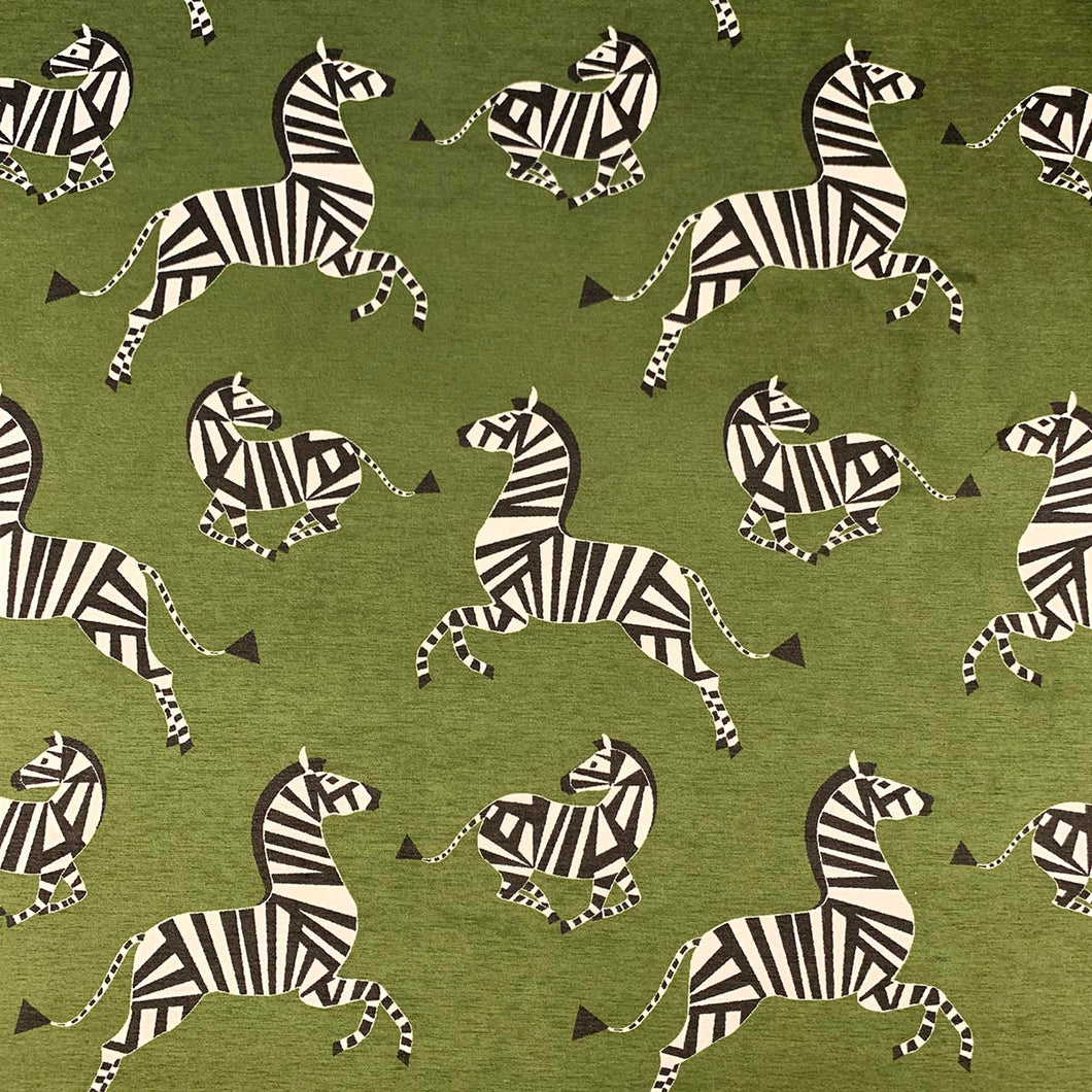 Lime Green Black White Zebra Animal Pattern Velvet Upholstery Drapery Fabric