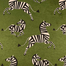 Load image into Gallery viewer, Lime Green Black White Zebra Animal Pattern Velvet Upholstery Drapery Fabric