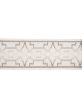 Load image into Gallery viewer, 3.5" Ivory Taupe Geometric Trellis Linen Blend Drapery Tape Trim