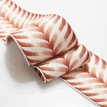 Load image into Gallery viewer, 3.5" Wide Grey Beige Mustard Taupe Geometric Drapery Tape Trim