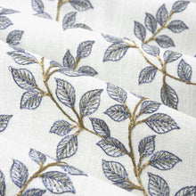 Load image into Gallery viewer, Ivory Blue Taupe Floral Embroidered Drapery Fabric