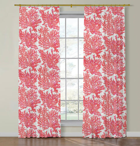 Thibaut Marine Coral Side Drapery Panels